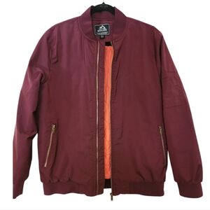 Outdoor Jacket Men's Medium Bomber Maroon Red Orange Flight Jacket Warm Coat